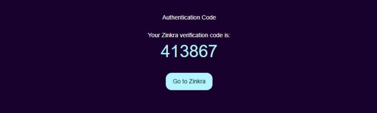 Zinkra Casino confirmation inscription