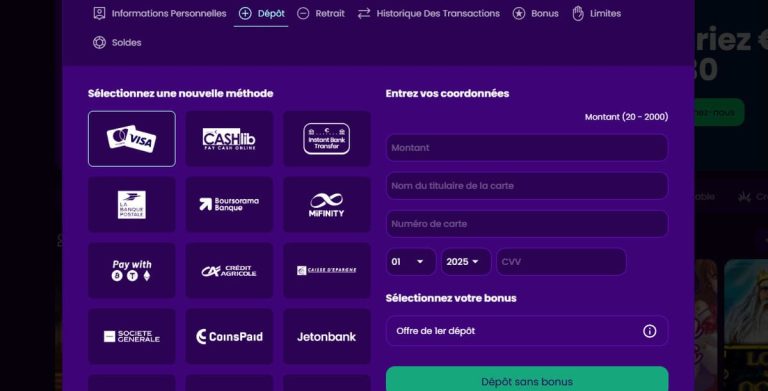 Zinkra Casino dépôt